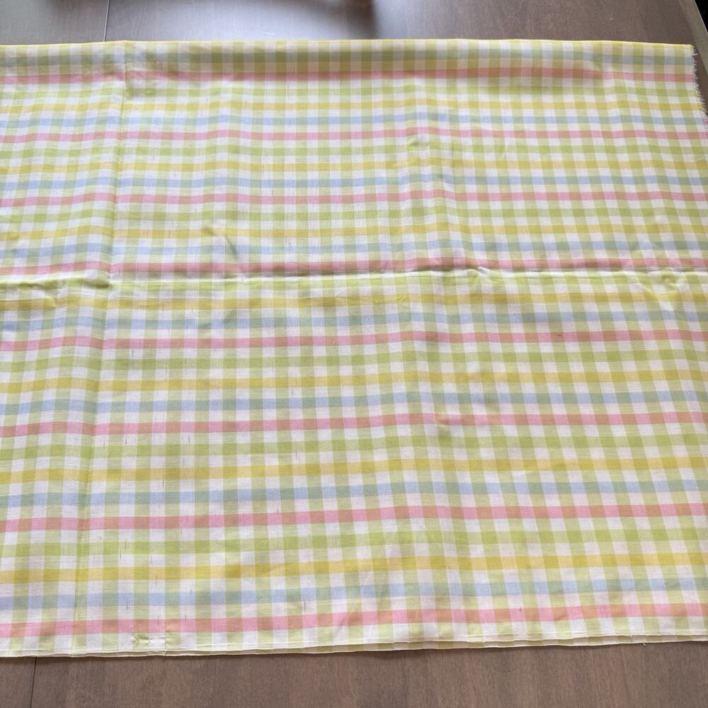Unbranded Pastel Multicolor Cotton Fabric Material Check Plaid Pattern 47" x 50"